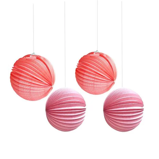 20cm Accordion Pleated Paper Lantern Chinese Watermelon Lantern Birthday Showers Wedding Party Festive Home Decoration Supplies 
