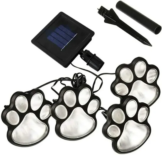 4 Solar Cat Animal Paw Print LED Lamps Garden Outdoors Lantern LED Path Decorative Lighting Footprints Light 