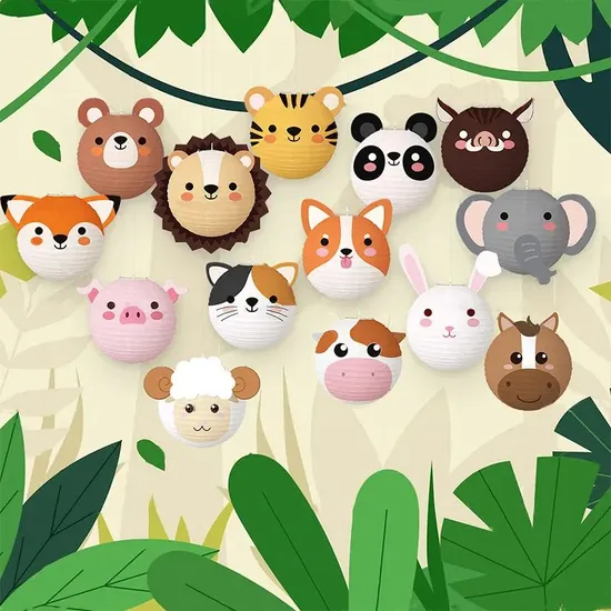 Unique Kid′s Room Decoration Animal Face Design Toy Handmade Hanging Craft Paper Lanterns 