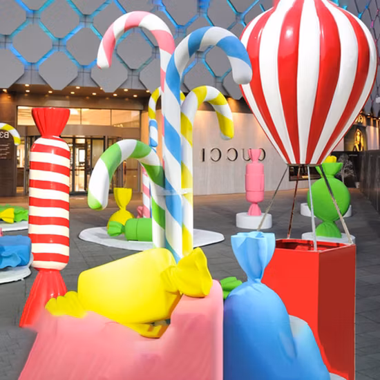 Sweet Store Decor Life Size Resin Fibre Glass Donuts Candy Sculpture for Sale