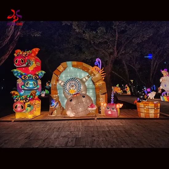 High Quality Waterproof Silk Fabric Red Decorative Giant Dragon Lantern Asian Chinese Festival Lanterns for Outdoor 