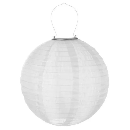 Outdoor Waterproof Chinese Fabric Round LED Rechargeable Portable Hanging Solar Powered Lantern for Garden Courtyard 