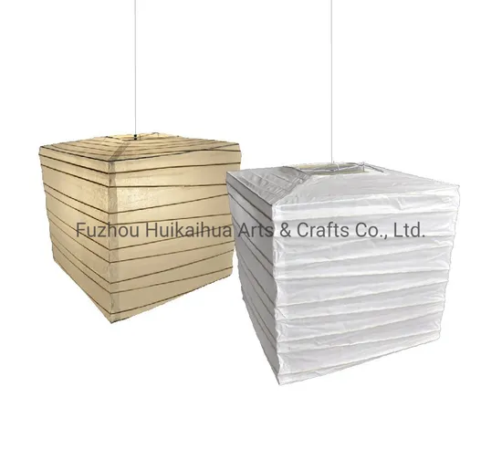 Hkh Chinese Lanterns White Square Shape Biodegradable Pendant Lamp Paper Lantern for Home Decoration 
